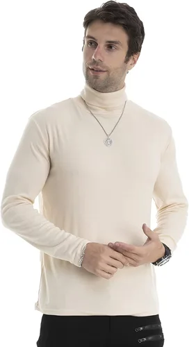 Vista 89 de Camiseta de manga larga para hombre, ajustada, ligera, con cuello de tortuga