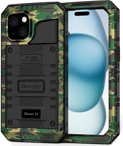 Vista 24 de Beasyjoy Funda de Metal para iPhone SE 2022/2020/8/7, Funda Impermeable Resistente con Protector de Pantalla, Protección de Cuerpo Completo Grado