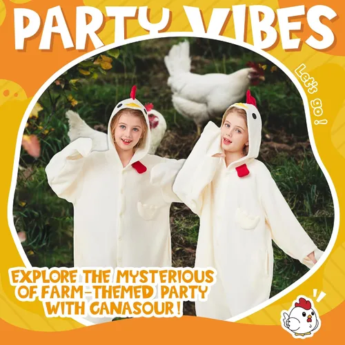 Vista 6 de Chicken Onesie kids Halloween Costumes Christmas Anime Cosplay Animal One Piece Pajamas 4-12 Years Girls Boys