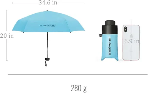Vista 2 de AFULILI Paraguas pequeño y compacto de viaje, protección UV, mini paraguas perfecto para viajes, ligero y portátil, sombrilla para exteriores