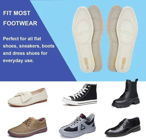 Vista 6 de Bellcon - Plantillas de cuero para hombres, inserciones de cuero fino para botas de hombre, almohadillas de zapatos de longitud completa con carbono