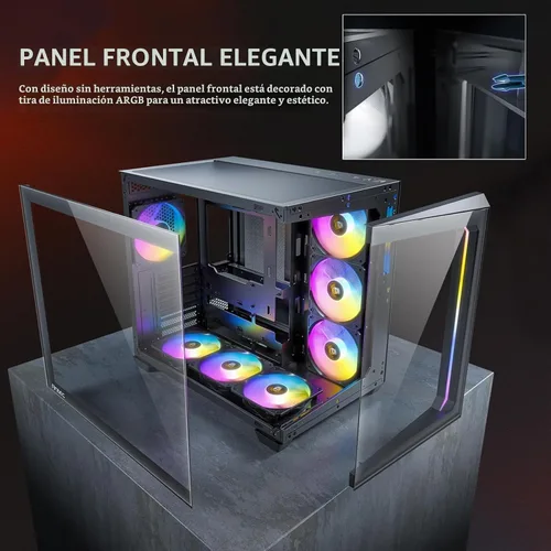 Vista 10 de Antec C5 ARGB, 7 x 120mm ARGB PWM ventiladores incluidos, hasta 10 ventiladores simultáneamente, puerto Type-C 3.2 Gen 2, paneles frontales