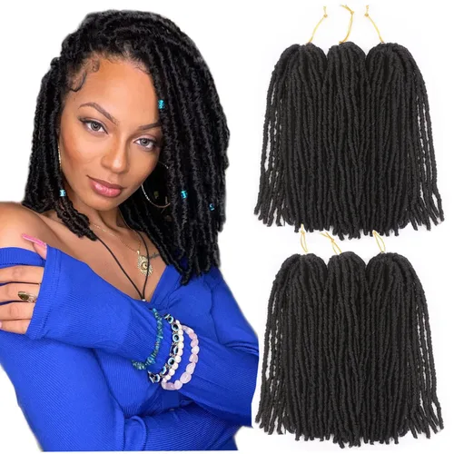Vista 17 de WIGNEE Cabello de Ganchillo 120 Hebras Locs Sintéticos 8 Pulgadas Locs Suaves Pre-Trenzados 6 Paquetes Cabello de Ganchillo Pre-Anudado para Mujeres