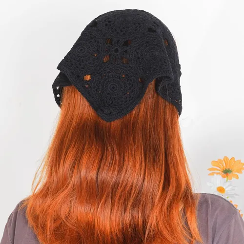 Vista 5 de hoyuwak Bandanas de ganchillo para la cabeza, bufanda para el cabello, bufanda para el cabello para mujer, accesorios de punto para el cabello