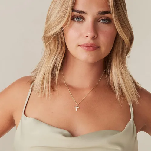 Vista 2 de PAVOI 14K Gold Plated Cross Necklace for Women Cross Pendant Gold Necklaces for Women