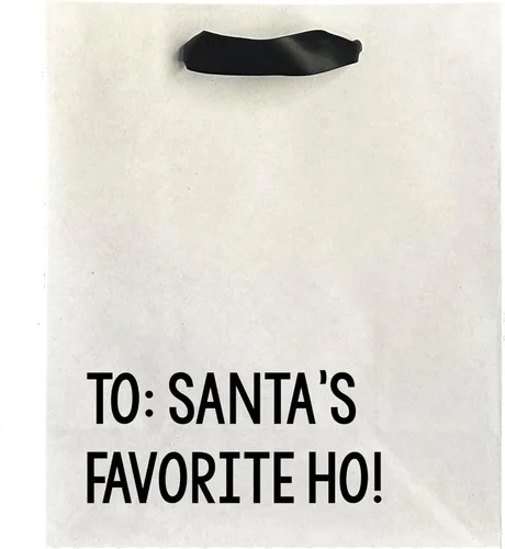 Vista 3 de Funny Bag - To Santa's Favorite Ho Bolsa de papel kraft de tamaño mediano con asas de cinta negra, regalo novedoso de elefante blanco para amigos