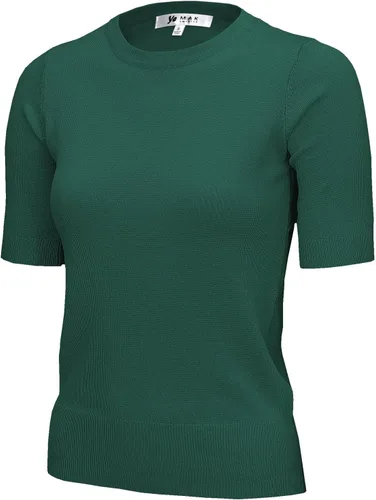 Vista 15 de YEMAK Suéter de Punto Top para Mujer – Media Manga Cuello Redondo Básico Casual Ajuste Clásico Ligero de Punto Suave Pullover Tee