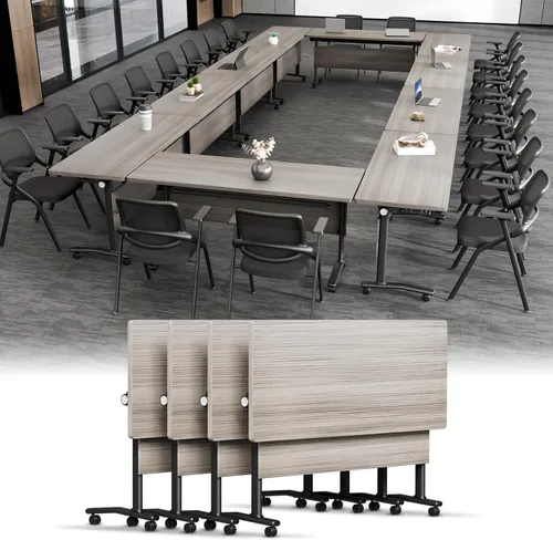 Vista 18 de Mesa de conferencias plegable, mesa de sala de conferencias con ruedas, mesa de conferencias plegable modular, mesas de reuniones de entrenamiento