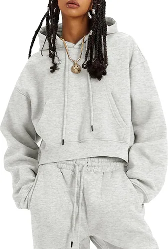 Vista 49 de Kissonic Conjunto deportivo de forro polar para mujer, 2 piezas, sudadera con capucha y pantalones deportivos