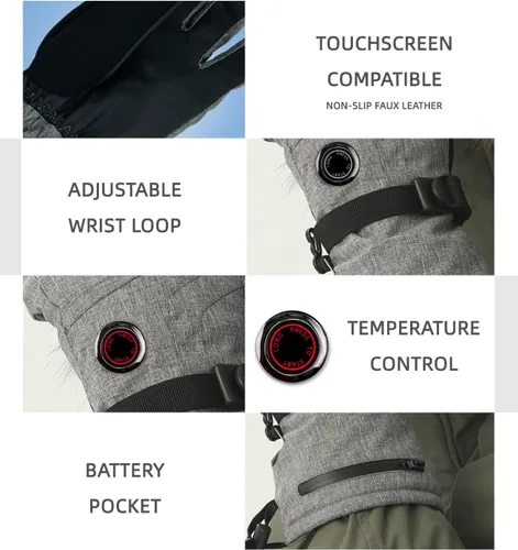 Vista 5 de Aroma Season Guantes térmicos con batería recargable para hombres y mujeres, guantes de invierno alimentados por pilas, actividades al aire libre