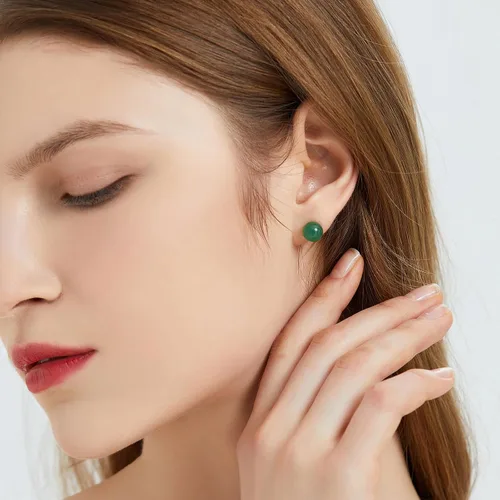 Vista 82 de Natural Stone Stud Earrings for Women 8mm Sterling Silver Genuine Gemstone Earrings Handmade Sterling Silver Crystal Stud Earrings for Women