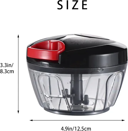 Vista 7 de Ourokhome Procesado manual de alimentos, picador de verduras portátil, rápido y con cuerda, para pequeñas cocinas, para ajo, cebolla, jengibre
