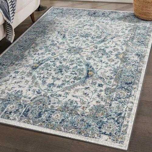 Vista 11 de LUXE WEAVERS Euston Collection 8060 - Alfombra oriental moderna de 5 x 7 pulgadas, color azul