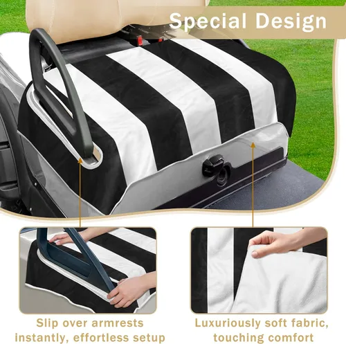 Vista 2 de YOKYHOM Fundas de asiento de carrito de golf para carritos de 2 y 4 pasajeros, manta suave de toalla de asiento que protege del calor, el frío