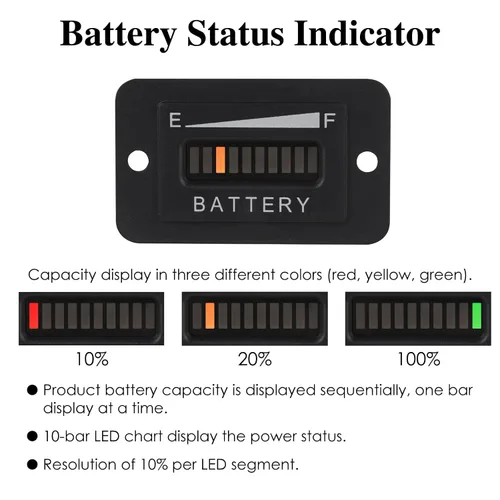 Vista 2 de Jayron Medidor indicador de batería de plomo ácido/medidor de capacidad de batería impermeable, alerta de descarga de batería digital LCD universal