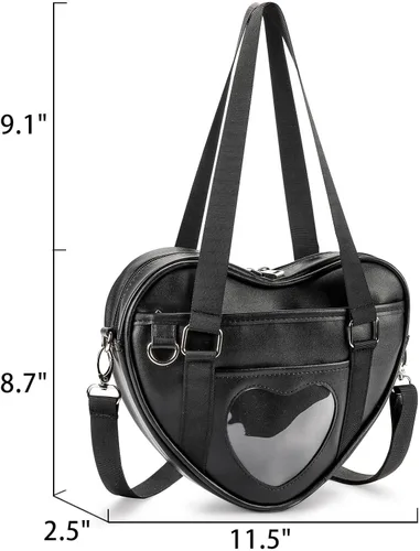 Vista 3 de STEAMEDBUN Ita Bag Bolso cruzado en forma de corazón para exhibición de pines de anime