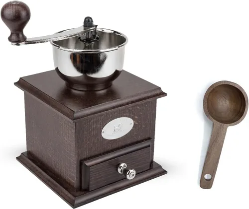 Vista 2 de Peugeot Molino de café antiguo, 8-1/4 "x 5" x 5 " con cuchara de madera para especias