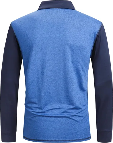 Vista 2 de SWISSWELL Polo de manga larga para hombre, camisas de golf con cuello para trabajo, casual, oficina, para trabajo