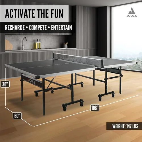 Vista 2 de JOOLA Inside Professional MDF Indoor Ping Pong Table with Quick Clamp Table Tennis Net and Post Set - 10 Minute Easy Assembly - Tournament Quality