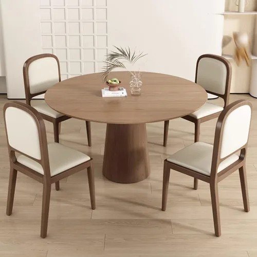 Vista 2 de YVYKFZD Sillas de comedor de madera maciza, juego de sillas de cocina sin brazos, silla de comedor tapizada de cuero, silla de sala de estar