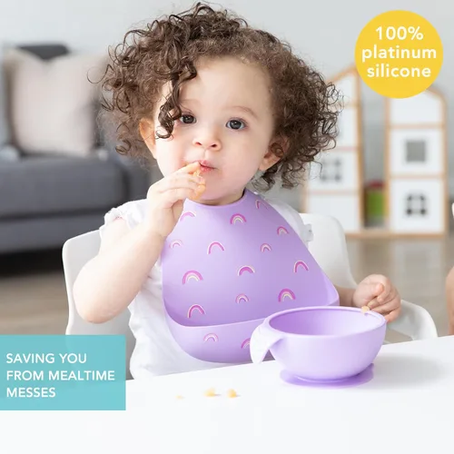 Vista 2 de Bumkins Baberos, bolsillo de silicona para bebés, babero para niña o niño, para 6-24 meses hasta niños pequeños, esencial imprescindible para comer