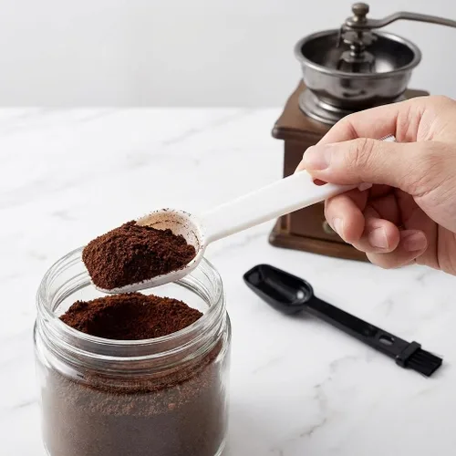 Vista 5 de Cuchara de café con cepillo para molinillo de espresso, 4 piezas, cepillo 2 en 1 para limpiar máquinas de café expreso y recoger polvo de té