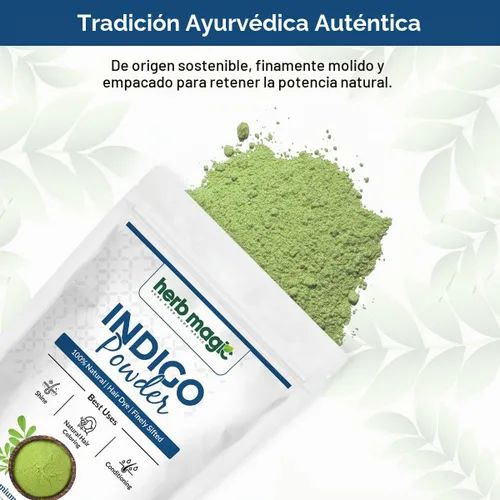 Vista 3 de Herb Magic Indigo - Polvo para cabello, tinte negro natural, Indigofera, 8