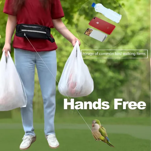 Vista 2 de Arneses de pájaros manos libres adecuados para ciclismo y conducción al aire libre y cinturones cangurera autoretráctil correa de pájaro suirtable