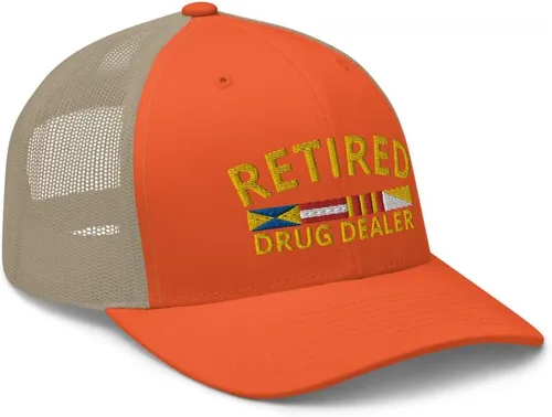 Vista 4 de RIVEMUG Gorra de camionero de primera calidad para traficante de drogas jubilado, gorra ajustable de pico curvado, broma divertida de regalo
