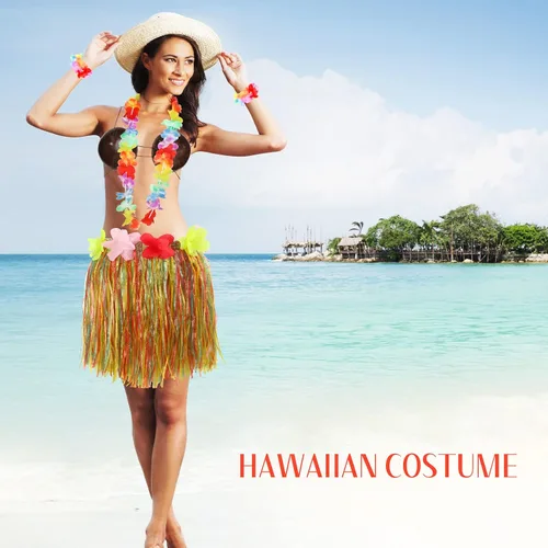 Vista 6 de Tigeen 6 Pcs Coconut Bra Hawaiian Grass Hula Skirt Costume Set Dance Leis Outfit for Women Luau Party Supplies,15.7 Inch