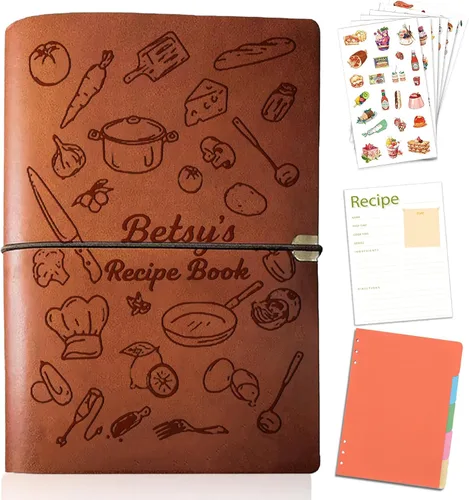 Vista 10 de Libro de recetas personalizado para escribir en tus propias recetas, libro de recetas personalizable de 6.7 x 9 pulgadas, 5 divisores y espacio