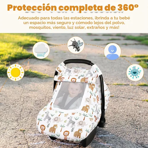 Vista 5 de Funda de asiento de automóvil para bebé, funda de asiento de automóvil resistente al viento para niñas pequeñas, toldo cálido para asiento
