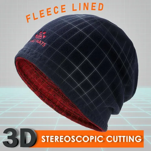 Vista 2 de Lvaiz - Gorro de punto con forro polar de invierno para hombre, reversible, resistente al viento, gorro cálido de calavera para mujer