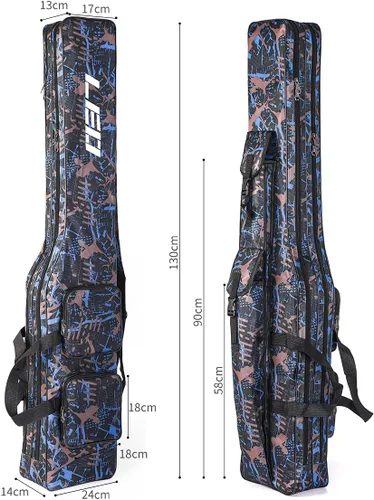 Vista 2 de LEOFISHING Bolsa de almacenamiento de aparejos de pesca de 51.2 in/4.27 pies, organizador portátil de carrete de caña de pescar, cajas