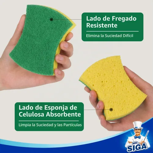 Vista 5 de MR.SIGA Esponja exfoliante de celulosa resistente, esponja de doble cara para lavar platos para cocina, paquete de 12