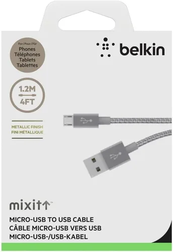 Vista 2 de Belkin Cable micro USB metálico MIXIT de 4 pies (gris)