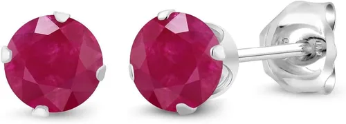 Vista 42 de Gem Stone King Aretes redondos de plata de ley 925 con piedra natal de 0.157 in para mujer