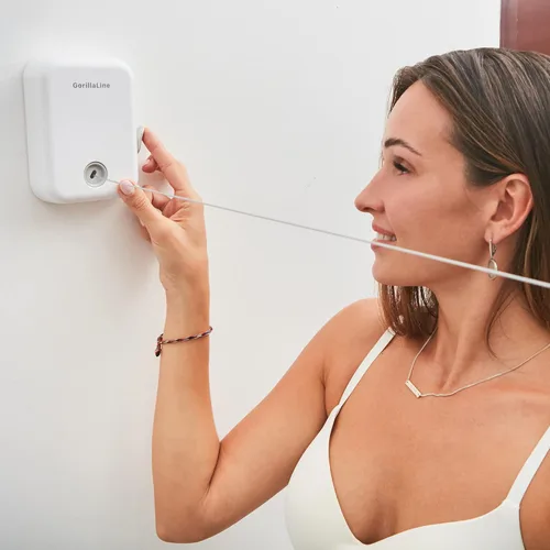 Vista 8 de GorillaLine - Línea de ropa retráctil para interiores y exteriores Línea de lavandería de secado de ropa resistente Línea de ropa de tendedero