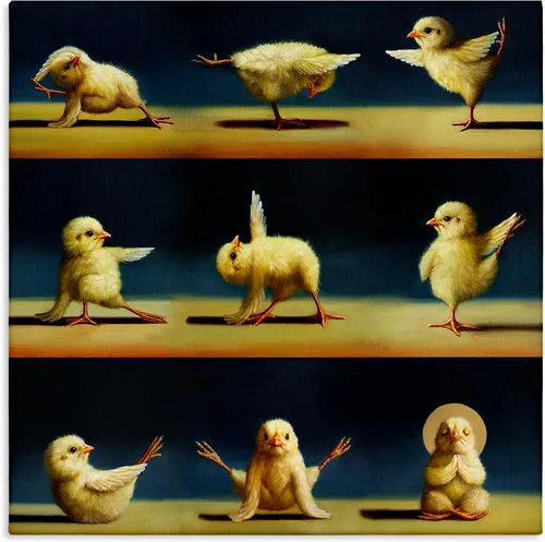 Vista 9 de Stupell Industries Yoga Chicks Birds of Paradise posan animales divertidos, diseño de Lucia Heffernan, arte de pared, 17 x 17 pulgadas