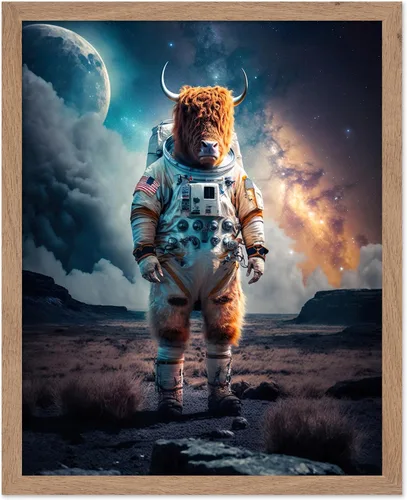 Vista 42 de Poster Master Póster vintage de animales – Impresión retro divertida – Regalo para artista, amigo – Oso Grizzly en traje espacial, astronauta, luna