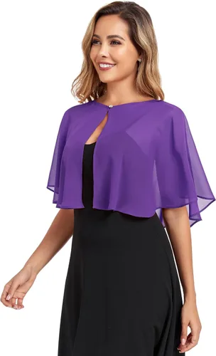 Vista 17 de TONGFANTFL Capelets de gasa para mujer, chal para vestido de noche Verde (Baby Green)