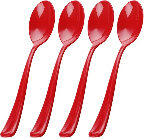 Vista 15 de WDF 100 tenedores de plástico dorado – Tenedores resistentes y duraderos desechables de 7.4 pulgadas – Elegantes tenedores dorados para postre