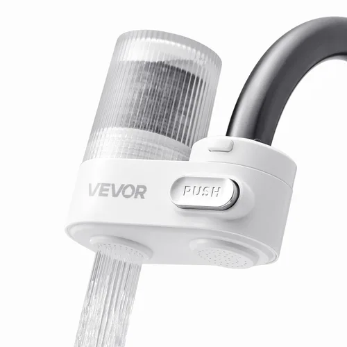 Vista 15 de VEVOR Filtro de agua de montaje en grifo, purificador de agua horizontal para grifo de fregadero, filtros de fibra de carbono, elimina el plomo
