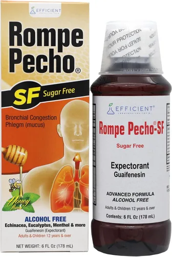 Vista 14 de Rompe Pecho, Jarabe para la gripe y la tos, Sin Azúcar, 6 Oz, Botella. Ámbar