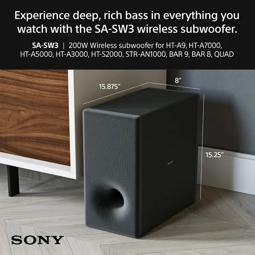 Vista 4 de Sony BRAVIA Theater Bar 8 Barra de sonido y SA-SW3 Subwoofer inalámbrico