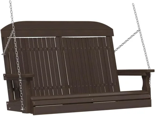 Vista 17 de LuxCraft Columpio clásico de poliéster de 4 pies con respaldo alto, fabricado con plásticos reciclados, fabricado en Estados Unidos (caoba antigua)
