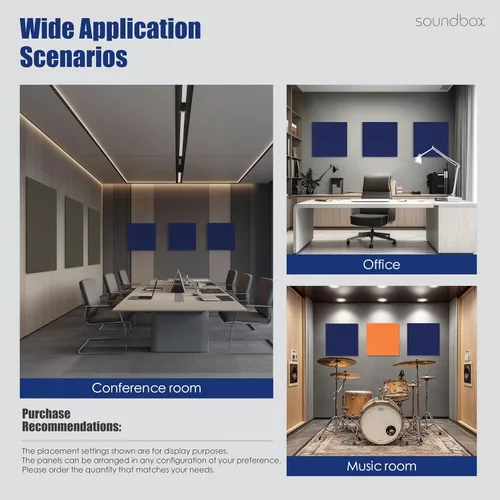 Vista 4 de Soundbox Paneles acústicos artísticos de 23.6 x 23.6 pulgadas, paneles de pared absorbentes de sonido, paneles decorativos para reducción de ruido