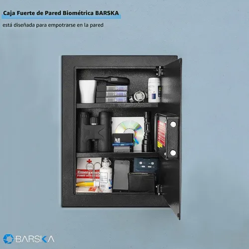 Vista 3 de Barska Caja fuerte de pared biométrica de seguridad de huellas dactilares 0.52 pies cúbicos