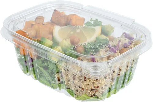 Vista 18 de Restaurantware Tamper Tek - Recipientes rectangulares para llevar de 11 onzas, 100 recipientes duraderos de plástico transparente congelable a