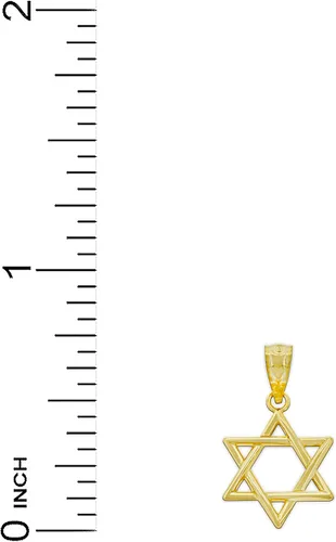 Vista 3 de Charm America - Gold Star of David Chai Charm - 14 Karat Solid Gold